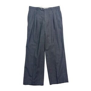 vtg 90s Pleated Trousers 34x29 Charcoal Suit Pants Relaxed USA Wool Evan Picone